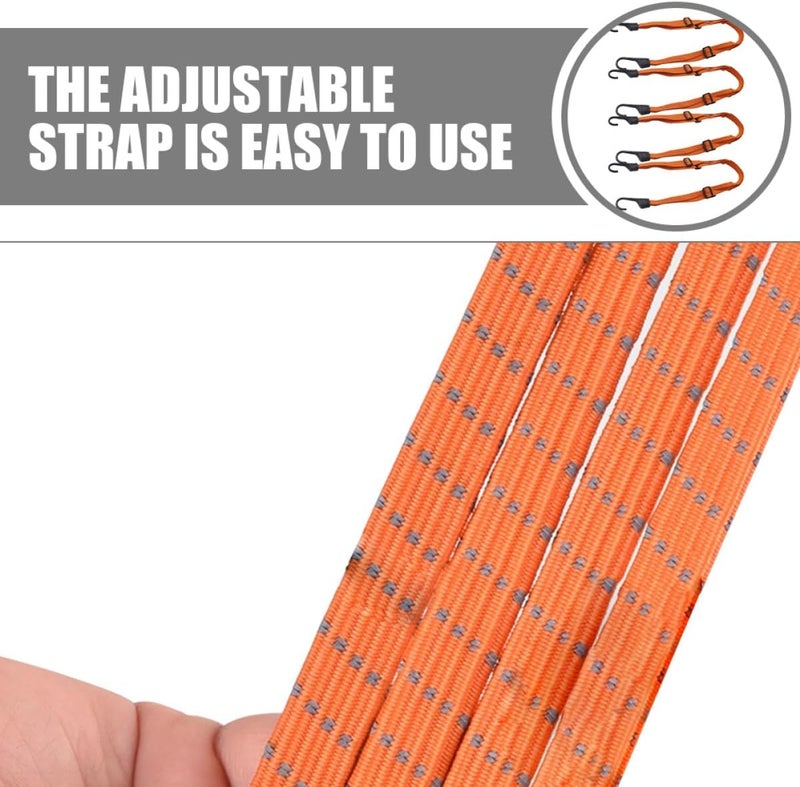 Cabilock 4pcs Orange 90cm Motorcycle Tie-Down Straps with Hooks, Elastic Nylon Cargo Binding Belts for Helmet and Luggage Fixing on Motorbikes and Electric Bikes - Image 5
