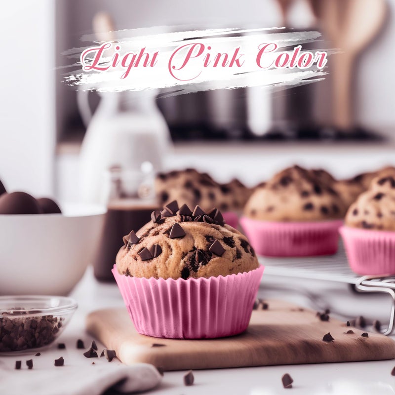 TRUSBER Pink Baking Cups, 100 pieces Standard Nonstick Cupcake Wrappers Baking Cup Holder Molds for Wedding, Birthday, Baby Shower, Holiday Party, Valentines Day Cupcake Liners - Image 4