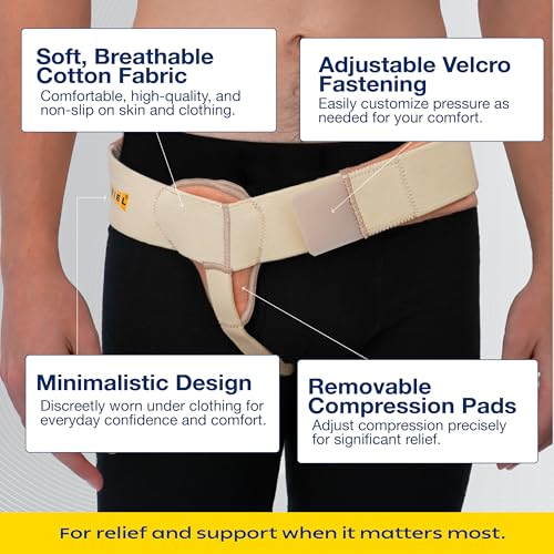 URIEL Right Side Hernia Belts for Men - Inguinal Hernia Belt for Men, Pre and Post Surgery Truss, Size Large, Cream (39.8-44.5 Inches) - Image 2
