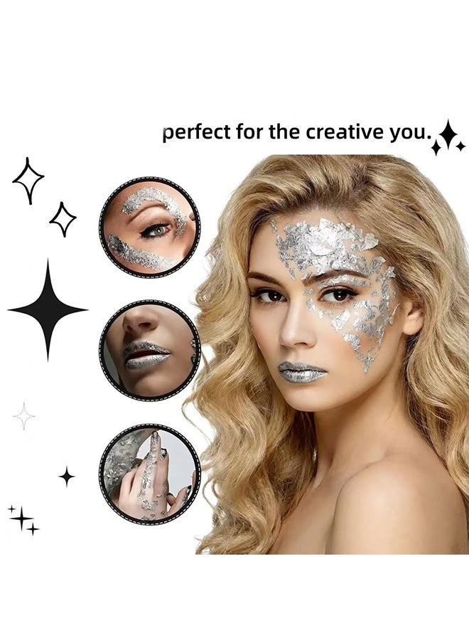 4 Pcs Edible Silver Leaf Sheets with Brush and Tweezers Food Grade Silver Foil Flakes DIY Decor for Cake Dessert Chocolate Baking Cooking Crafts Makeup Decoration - Image 4