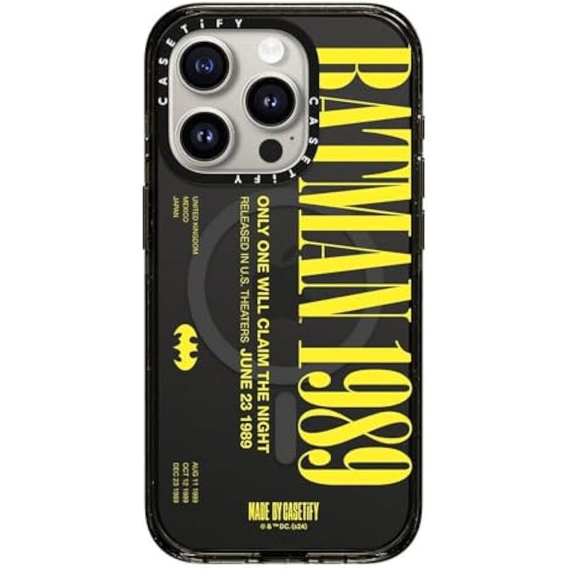 Casetify Impact iPhone 15 Pro Case 【Batman Co-Lab / 4X Military Grade Drop Tested / 8.2ft Drop Protection/Compatible with Magsafe】 - Batman 1989 - Clear Black - Image 1