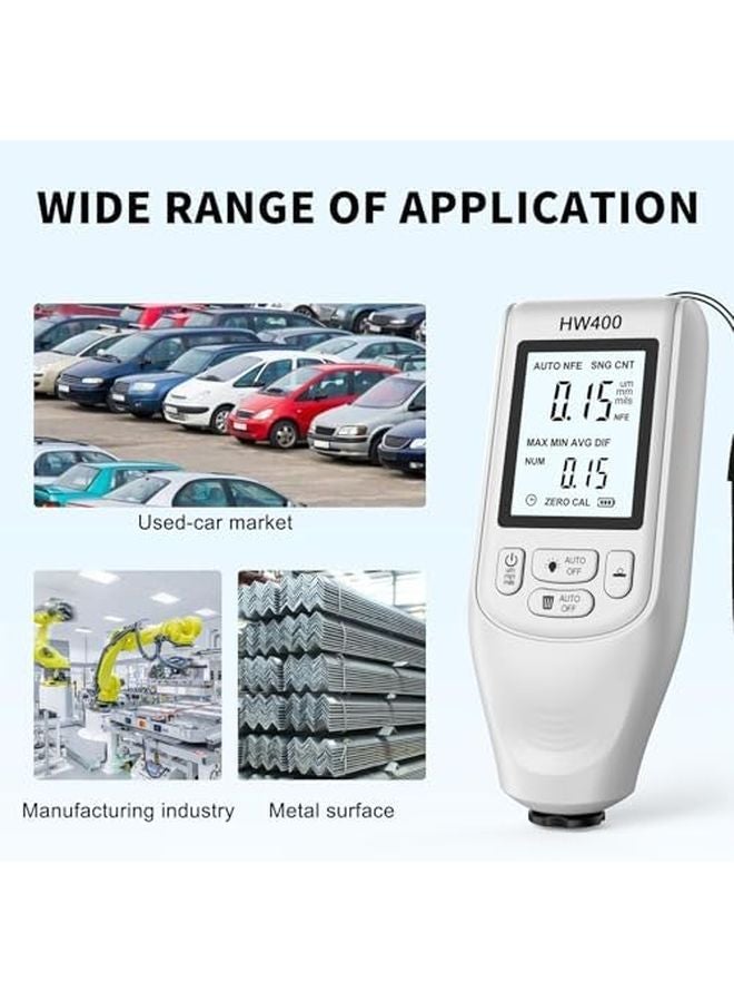 White Paint Thickness Gauge Coating Depth Tester Portable Meter 02000UM for Metal - Image 5