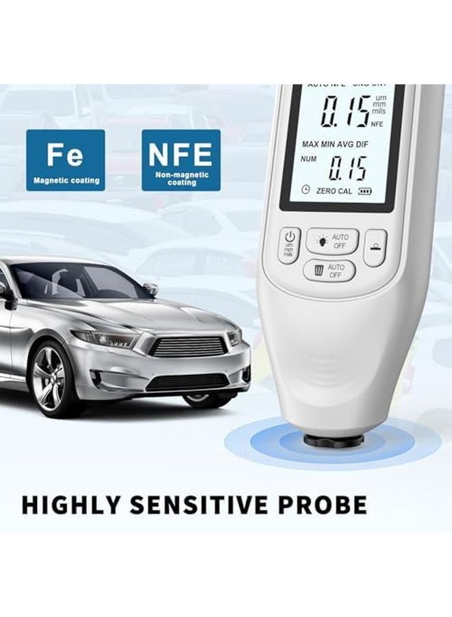 White Paint Thickness Gauge Coating Depth Tester Portable Meter 02000UM for Metal - Image 4