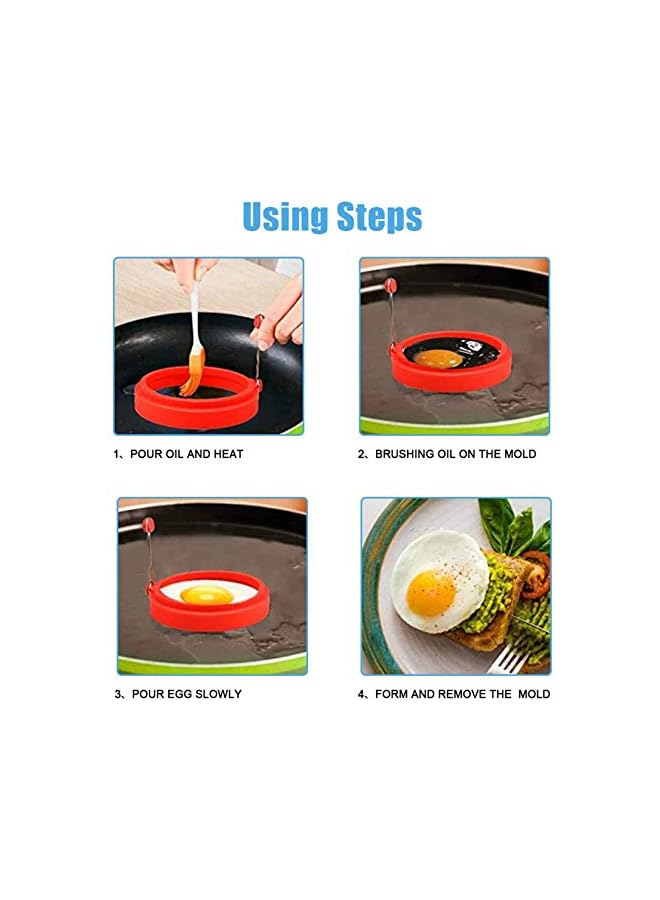 Delfino Ring, Fried Egg Mold, DELFINO Egg Separator, Reusable Cooking Rings, Silicone Non-Stick Egg Shaper Ring with Egg and Pancake Non Stick Cooking Tool, Kitchen Cooking Tools (4 Pcs) - Image 5