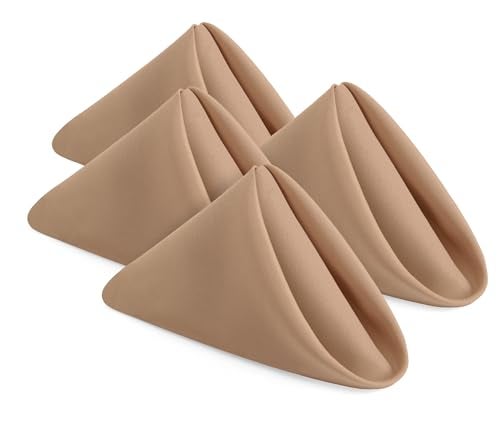 Utopia Home 24 Pack Beige Cloth Napkins 17x17 Inches 100 Polyester Hemmed Edges Washable and Reusable Ideal for Parties Weddings and Dinners
