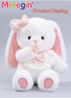 MEBEGIN 45*20*45 Soft Animal Plush Toy, Resilient Plush Bunny, Fuzzy and Floppy Sitting Plush Rabbit Embroided with A Pink Bow, Good Companion for Kids to Sleep, Ideal Birthday Gift for Babies and Kids  - Image 2
