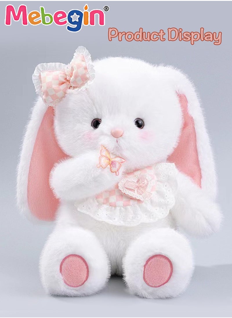 MEBEGIN 45*20*45 Soft Animal Plush Toy, Resilient Plush Bunny, Fuzzy and Floppy Sitting Plush Rabbit Embroided with A Pink Bow, Good Companion for Kids to Sleep, Ideal Birthday Gift for Babies and Kids  - Image 2