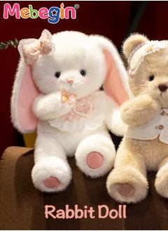 MEBEGIN 45*20*45 Soft Animal Plush Toy, Resilient Plush Bunny, Fuzzy and Floppy Sitting Plush Rabbit Embroided with A Pink Bow, Good Companion for Kids to Sleep, Ideal Birthday Gift for Babies and Kids  - Image 5