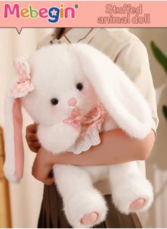 MEBEGIN 45*20*45 Soft Animal Plush Toy, Resilient Plush Bunny, Fuzzy and Floppy Sitting Plush Rabbit Embroided with A Pink Bow, Good Companion for Kids to Sleep, Ideal Birthday Gift for Babies and Kids  - Image 1