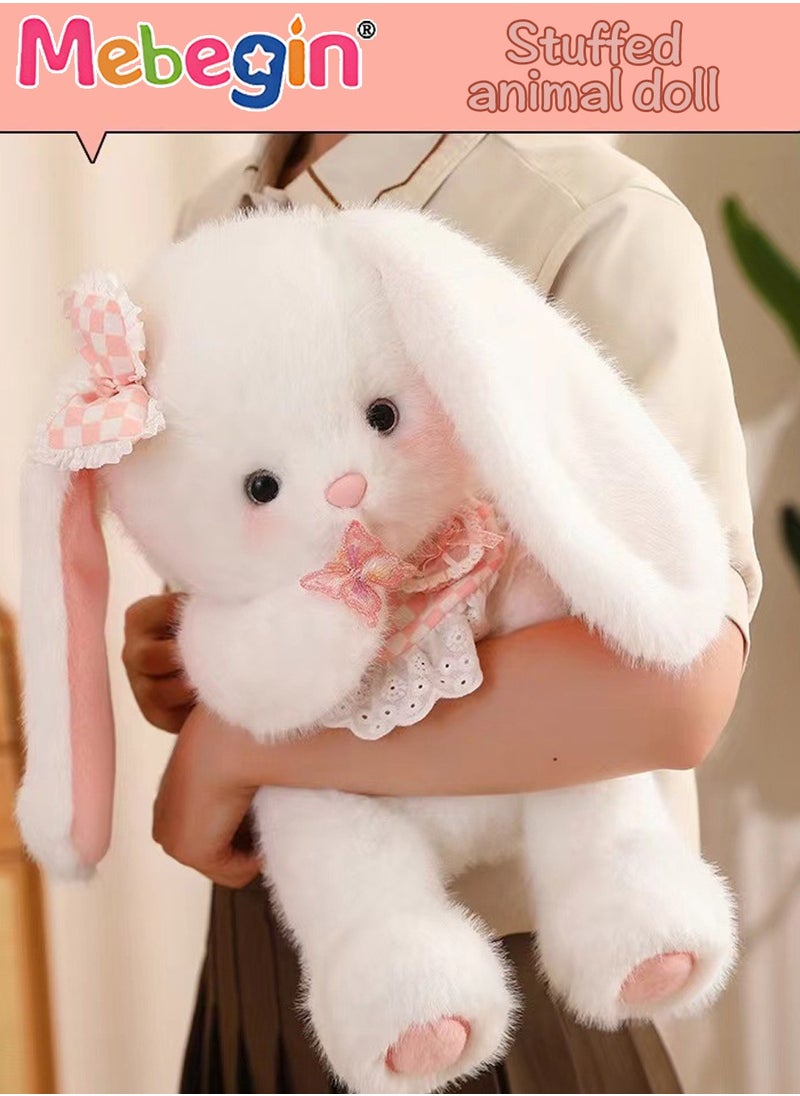MEBEGIN 45*20*45 Soft Animal Plush Toy, Resilient Plush Bunny, Fuzzy and Floppy Sitting Plush Rabbit Embroided with A Pink Bow, Good Companion for Kids to Sleep, Ideal Birthday Gift for Babies and Kids  - Image 1
