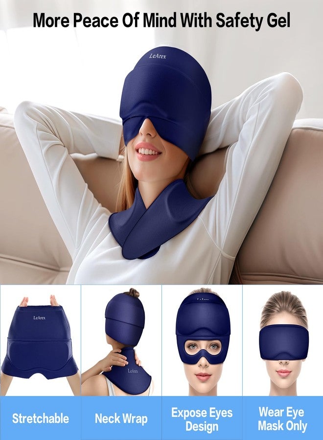 LeArex Migraine Relief Cap and Neck Ice Pack Wrap with Ice Eye Masks,3 in 1 Detachable Hot and Cold Therapy Headache Relief Cap for Headaches, Stiff Neck,Eye Fatigue, Tension and Pain Blue - Image 5
