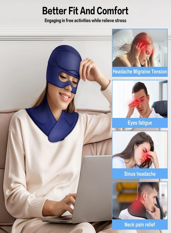 LeArex Migraine Relief Cap and Neck Ice Pack Wrap with Ice Eye Masks,3 in 1 Detachable Hot and Cold Therapy Headache Relief Cap for Headaches, Stiff Neck,Eye Fatigue, Tension and Pain Blue - Image 2