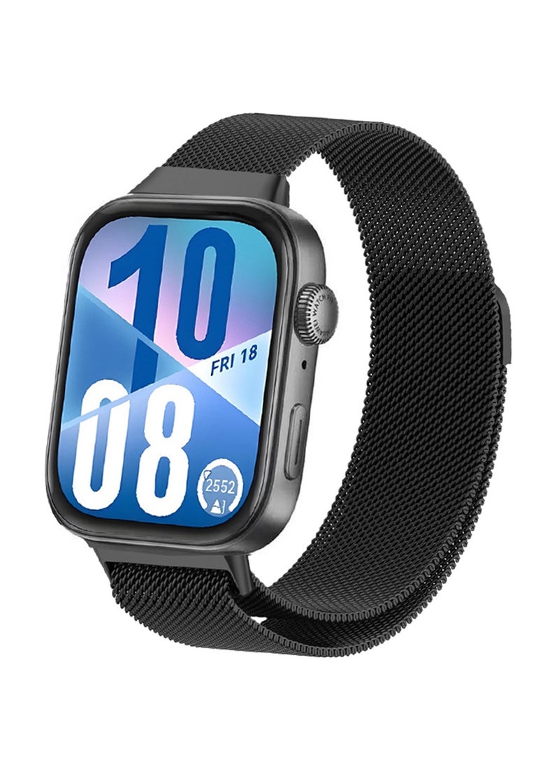 سوار ساعة متوافق مع ساعة HUAWEI الذكية Fit3 وFit4 وFit4Pro، سوار شبكي معدني من الفولاذ المقاوم للصدأ جيد التهوية للرجال والنساء، لون أسود - Image 1