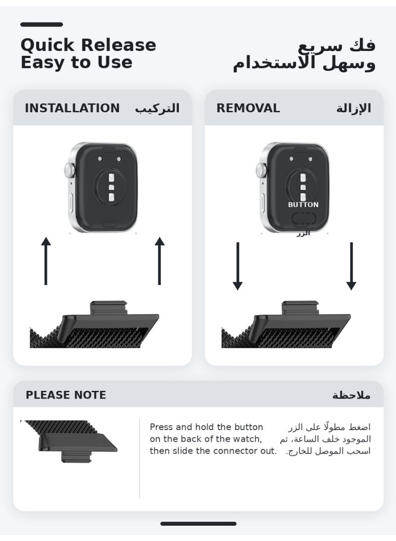 سوار ساعة متوافق مع ساعة HUAWEI الذكية Fit3 وFit4 وFit4Pro، سوار شبكي معدني من الفولاذ المقاوم للصدأ جيد التهوية للرجال والنساء، لون أسود - Image 5