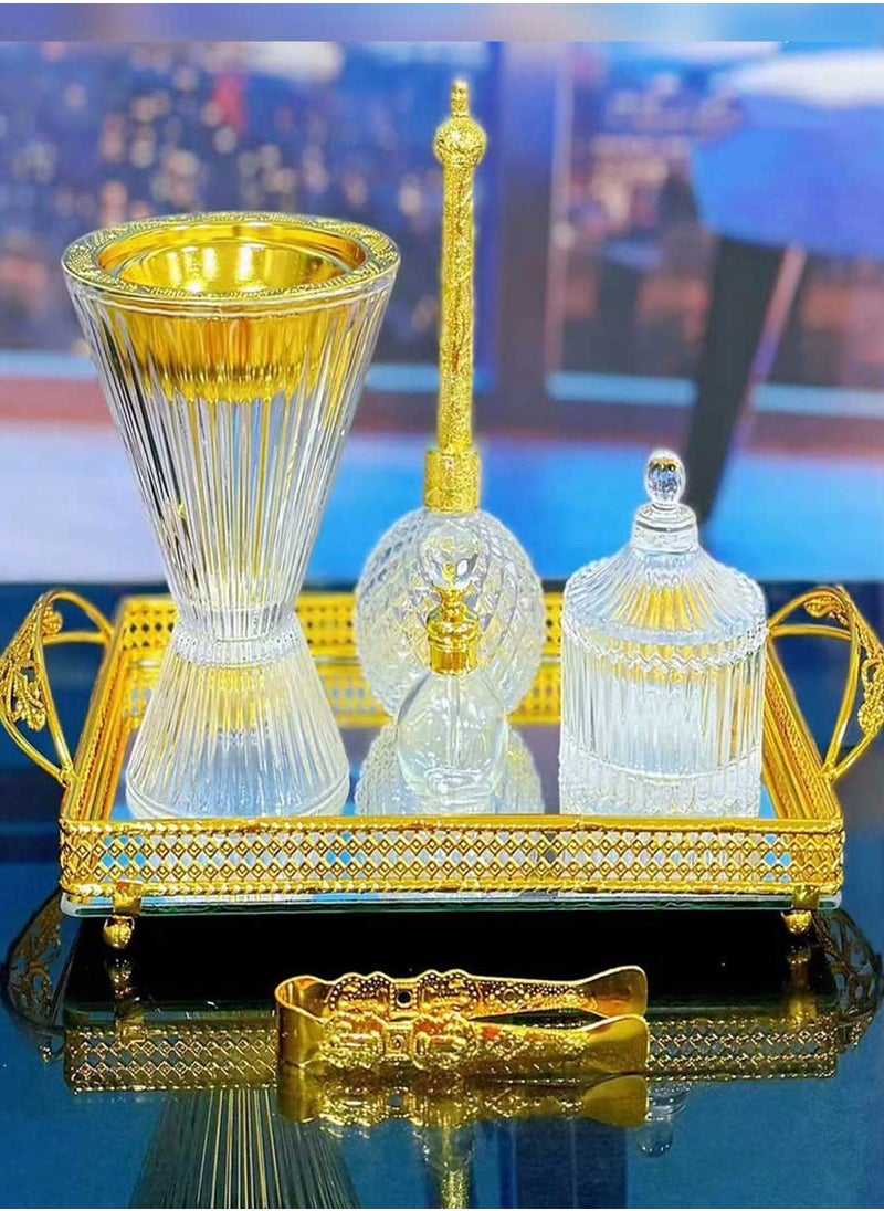 بخور بوسيدين - طقم مبخرة زجاجية بتصميم أنيق وحامل عود عربي لعطر المنزل والمكتب - Image 1