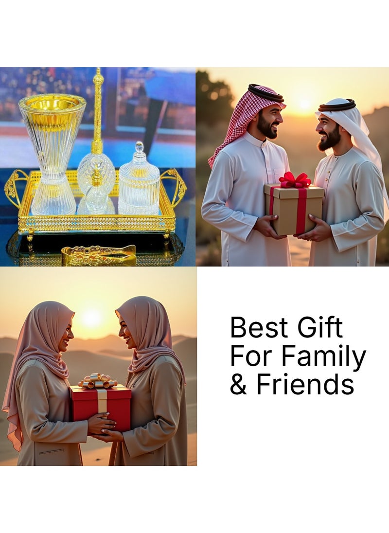 بخور بوسيدين - طقم مبخرة زجاجية بتصميم أنيق وحامل عود عربي لعطر المنزل والمكتب - Image 1