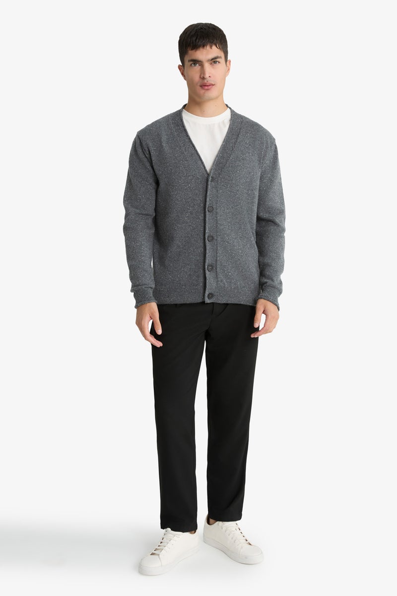 DeFacto Grey Man Relax Fit V Neck Cardigan Casual - Image 2