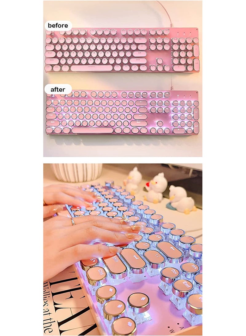 MONOGUE Gaming Keyboard and Mouse Set Retro Punk Typewriter Mechanical Design Blue Switch White Backlight USB Wired for Desktop Laptop - Image 5