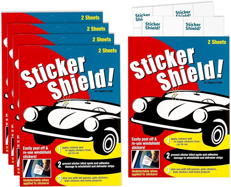 STICKER SHIELD **** – أداة لتطبيق ملصقات الزجاج الأمامي، سهلة الاستخدام والإزالة، قابلة لإعادة الاستخدام، بحجم 4 بوصة × 6 بوصة؛ 5 عبوات (مجموع 10 أشرطة). - Image 1