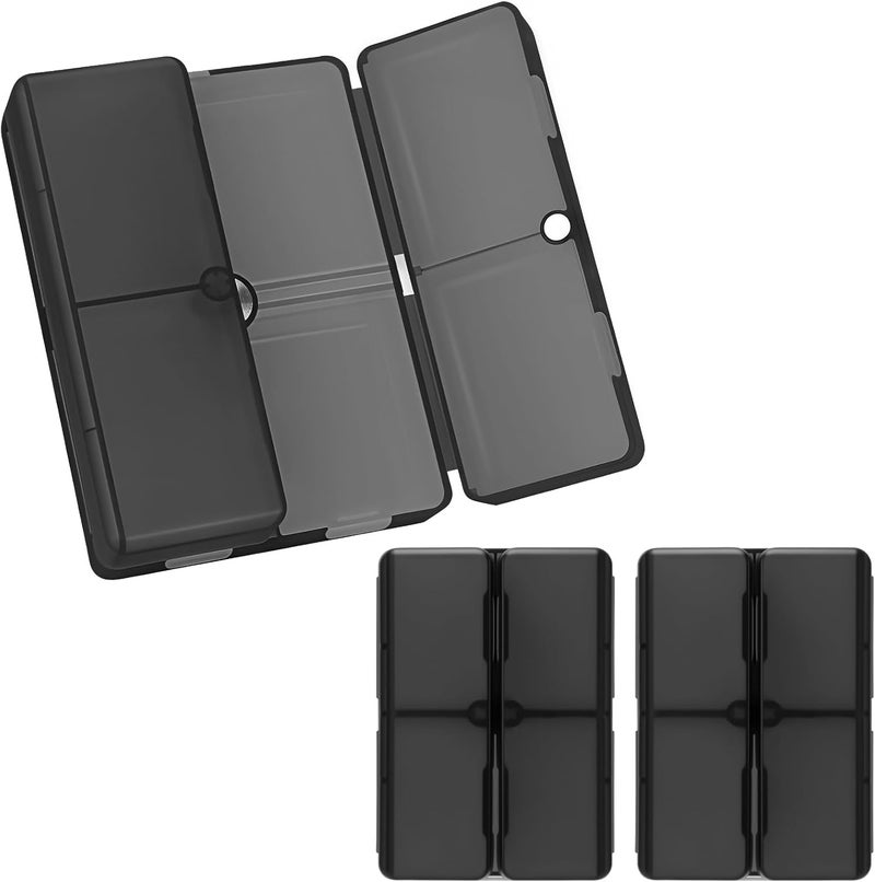 FYY Daily Pill Organizer,2 Pcs 7 Compartments Portable Pill Case Travel Pill Organizer,[Folding Design] Pill Box for Purse Pocket to Hold Vitamins,Cod Liver Oil,Supplements and Medication-Clear Black - Image 1