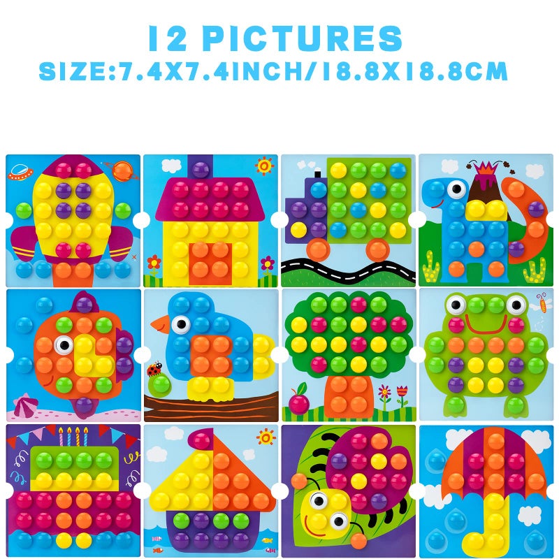 AluAbi Button Art Toys for Toddlers, Color Matching Mosaic Pegboard for Age 3-5,Early Preschool Learning Activity Button Crafts Educational Toys, Fine Motor Skills Game, Gifts for Boys & Girls 3+ - Image 5