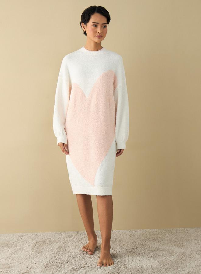 Splash FAV Heart Print Sleepshirt with Long Sleeves - Image 2