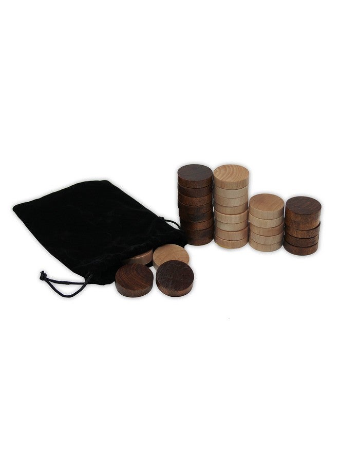 Da Vinci DA VINCI Wooden Backgammon and Checkers Pieces 30 Replacement Game Chips with Cloth Storage Bag (1.25 Inch)