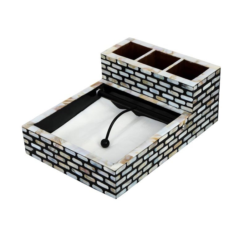THE HOME CO. Enhance your home style The Home Co Mother of pearl no 6 grey white NapkinHolder  - Image 4