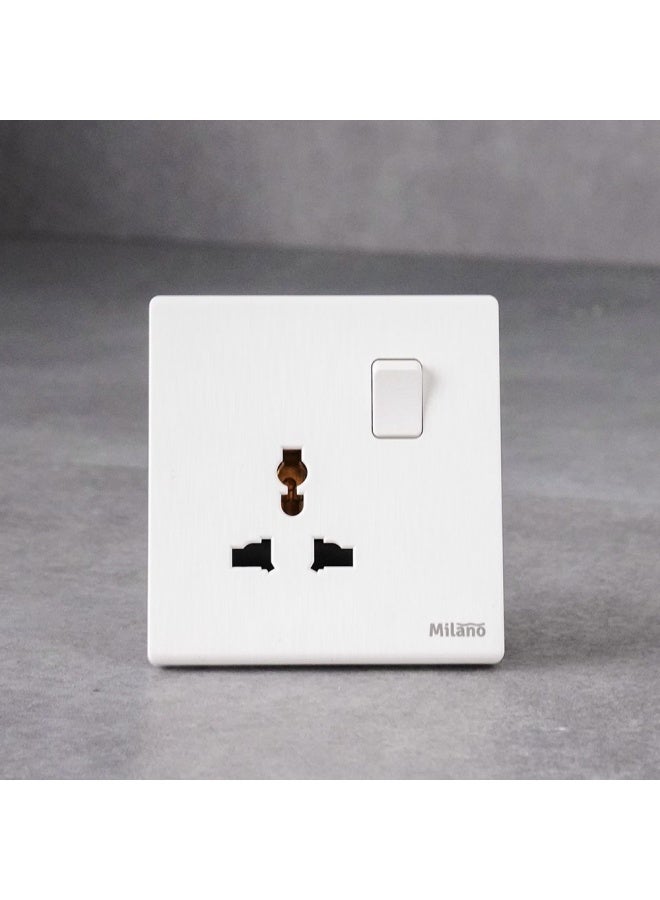DANUBE HOME Milano 13A Universal  Socket For Modern Home Electrical Switches Sockets Outlets For Home Appliances Computers Aura Wh  - Image 1