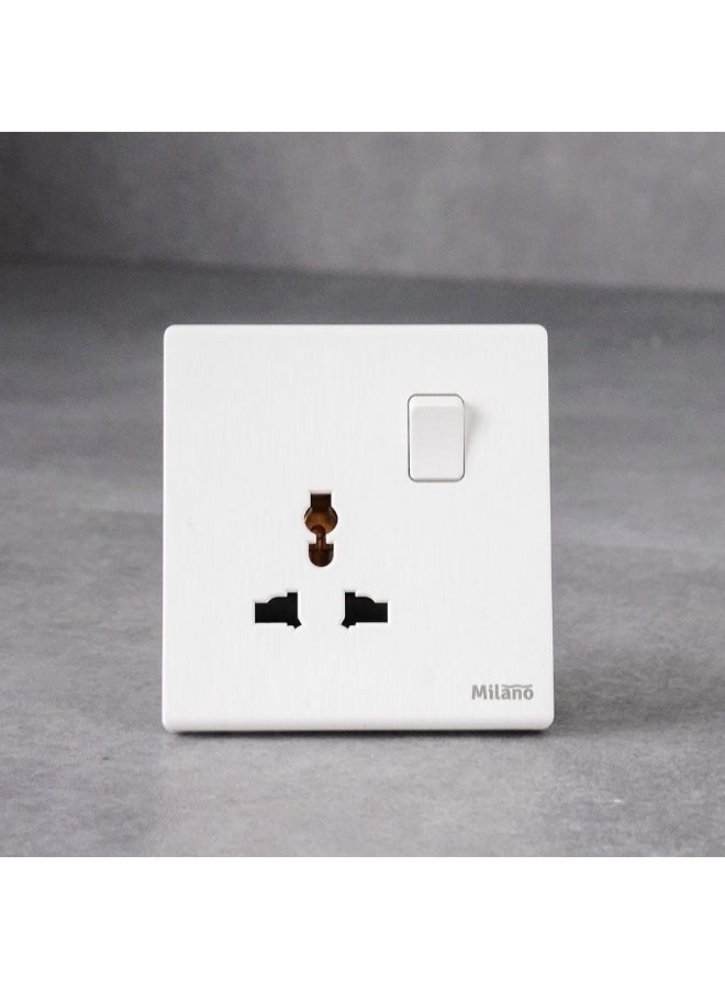 DANUBE HOME Milano 13A Universal  Socket For Modern Home Electrical Switches Sockets Outlets For Home Appliances Computers Aura Wh - Image 1