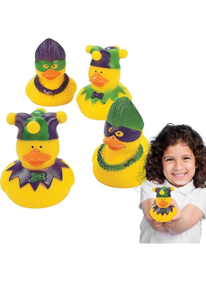 Fun Express Mardi Gras Duckies - Bulk Set of 12 Rubber Ducks - Parade and Party Favor Supplies and Handout Toys - Image 1