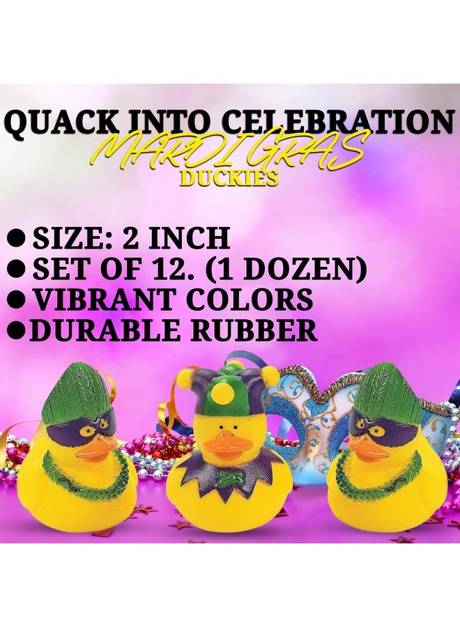 Fun Express Mardi Gras Duckies - Bulk Set of 12 Rubber Ducks - Parade and Party Favor Supplies and Handout Toys - Image 2