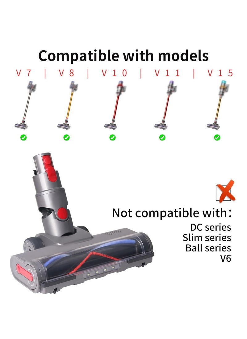 Vacuum Cleaner Accessories for Dyson V7 V8 V10 V11 V15 Vacuum Cleaner, Hardwood Floor Attachment with LED Headlight, V Shape Turbine Bristle Roller Brush Cleaning Head Replacement