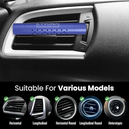 Levona Scent Car Vent Clips - Car Diffuser with Adjustable Scent Strength - Easy Clip-On, Rotatable & Lightweight Design - Fits SUVs & Trucks - Luxury Car Accessory with 5 Assorted Scent Sticks - Blue - Image 2