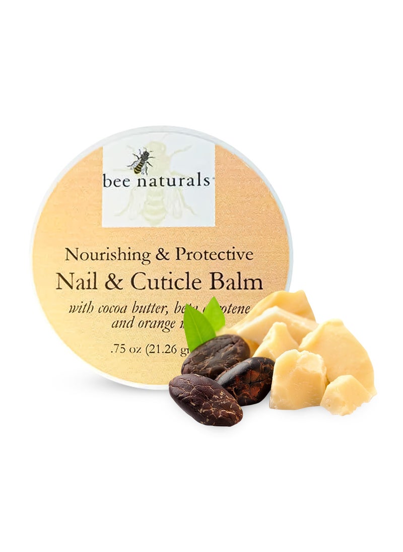 Bee Naturals Nail & Cuticle Balm - Cocoa Butter & Beta Carotene Blend for Strong, Smooth Nails - luscious natural tangerine fragance Shea Butter & Beeswax Cruelty-Free Nail Care 