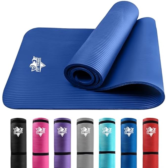 FIT TRIBE Thick Foam Yoga Mat - Non Slip Exercise Mat For Men & Women - Portable Fitness Mat For Home, Gym, Pilates & Stretching - Lightweight, Durable & Sweat Resistant With Carry Strap - Image 1