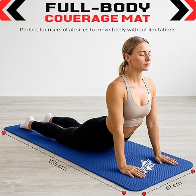 FIT TRIBE Thick Foam Yoga Mat - Non Slip Exercise Mat For Men & Women - Portable Fitness Mat For Home, Gym, Pilates & Stretching - Lightweight, Durable & Sweat Resistant With Carry Strap - Image 5