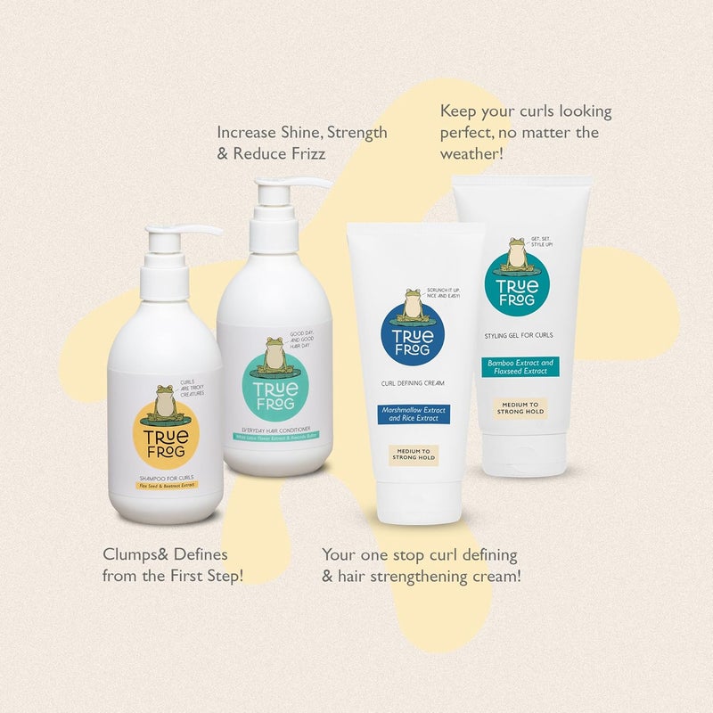 True Frogs Ultra Defined Curls Bundle With Shampoo For Curls 250 ml Everyday Hair Conditioner 250 ml Curl Defining Cream 150ml Styling Gel for Curls 150 ml Combo Pack of 4 - Image 3