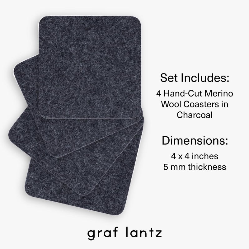 Graf Lantz - Bierfilzl Felt Coasters - Square - 100 ٪ Merino Wool - Wicking الرطوبة - مقاومة للحرارة - مستدامة - ديكور منزلي - هدية Housewarming - 4 كوستر مجموعة - 4 "" × 4 "" × 5 مم - الفحم - Image 4