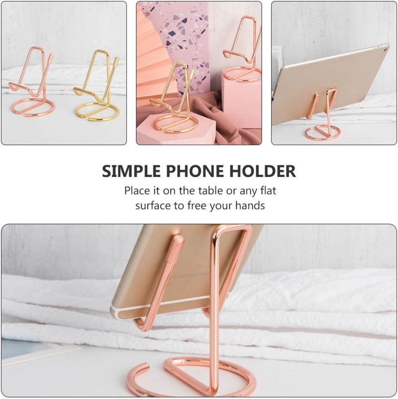 Zerodeko 2pcs Metal Phone Tablet Stand Holder for Desk, Simple Iron Cellphone Lifting Bracket Compatible with Phones and Tablets, Yellow and Pink Desktop Organizer for Office and Home - Image 5