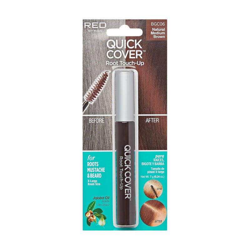 Red by Kiss Kiss Hair Color Touch Up Stick Brush in Colour Instant Natural Medium Brown - Image 1