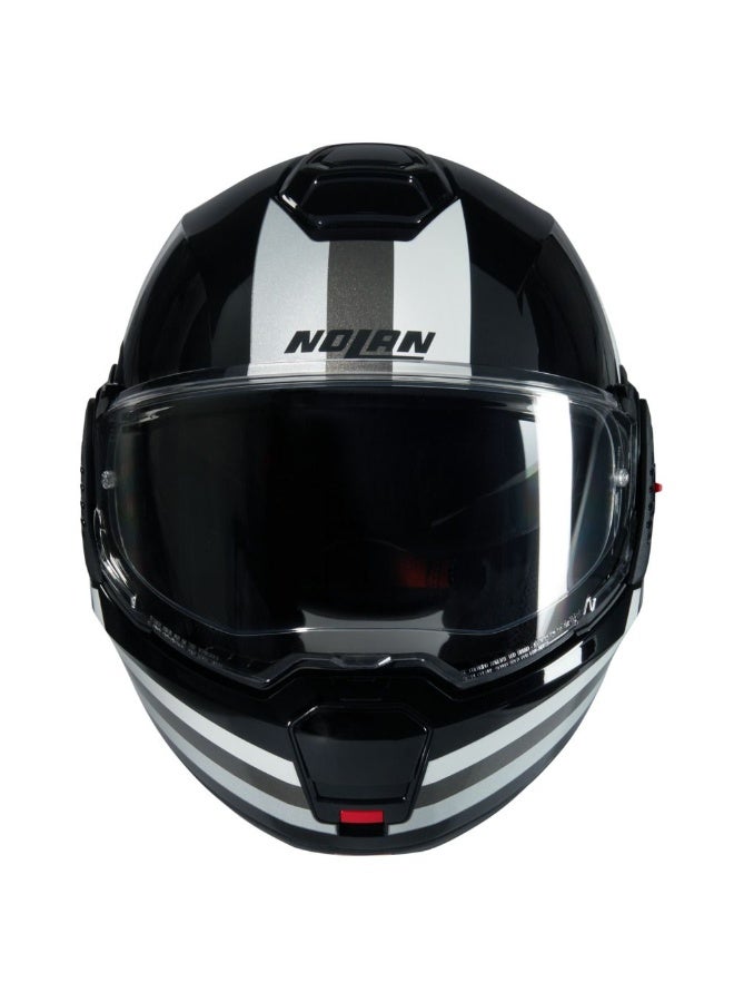 Nolan N120-1 LINEO BLACK  WHITE  SILVER GLOSSY Helmet - Image 2
