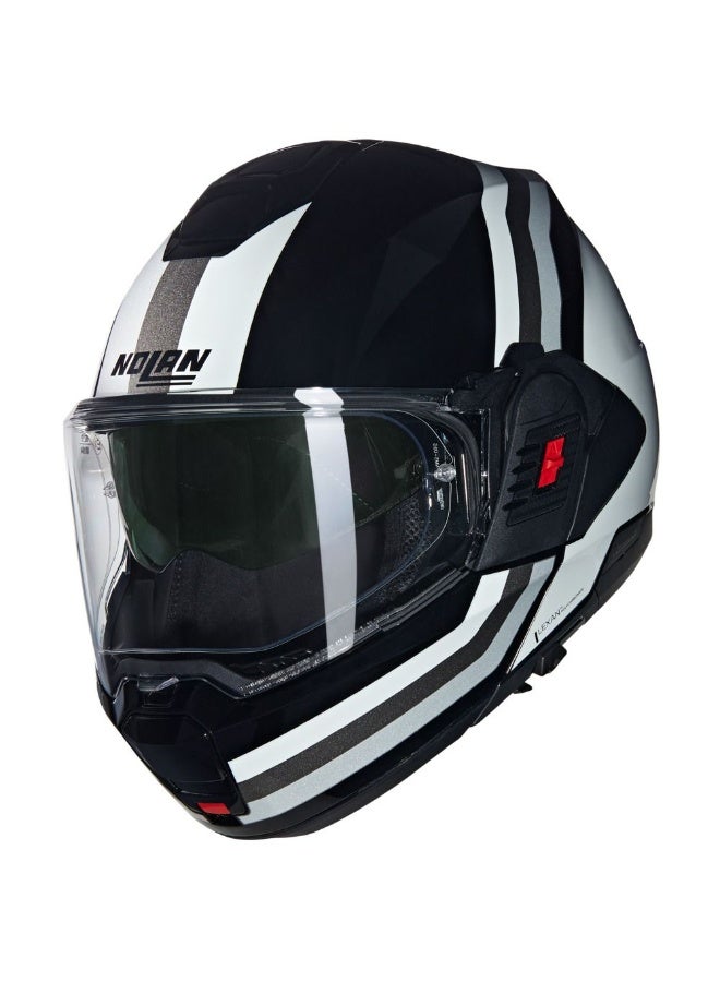 Nolan N120-1 LINEO BLACK  WHITE  SILVER GLOSSY Helmet - Image 1