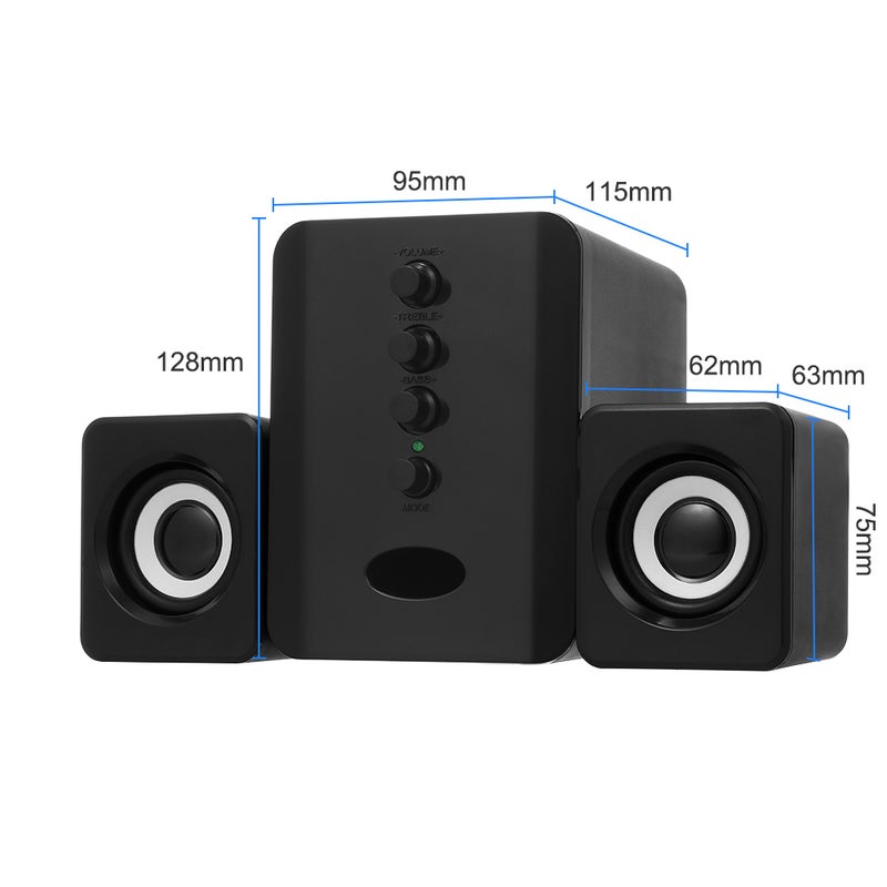 مجموعة سماعات بلوتوث سلكية USB D-202 سماعات كمبيوتر مشغل موسيقى بصوت عميق صندوق صوت مُخفض للصوت للحواسيب المكتبية والحواسيب المحمولة والأجهزة اللوحية والهواتف الذكية - Image 4