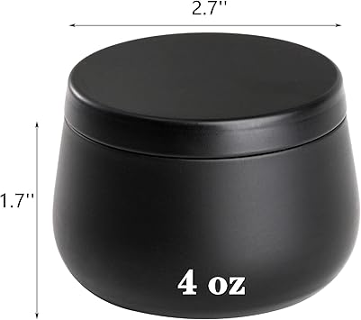Lyellfe 24 Empty Tins 4 Oz Black with Lid Small Containers for Candle Making or Storing - Image 2
