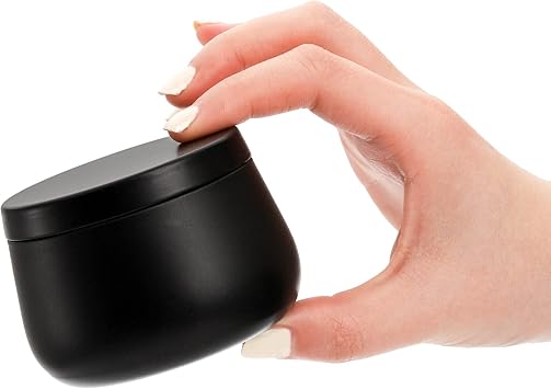Lyellfe 24 Empty Tins 4 Oz Black with Lid Small Containers for Candle Making or Storing - Image 4