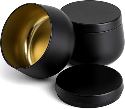 Lyellfe 24 Empty Tins 4 Oz Black with Lid Small Containers for Candle Making or Storing - Image 3