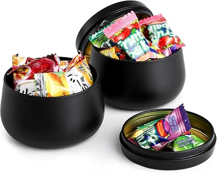 Lyellfe 24 Empty Tins 4 Oz Black with Lid Small Containers for Candle Making or Storing - Image 5