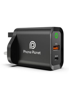 Phone Planet Fast and Reliable 30W Wall Charger for Efficient Multi Device Charging for Galaxy S22/S21/S20 Note 20 iPhone 13/12/11 Pro iPad and Huawei Devices
