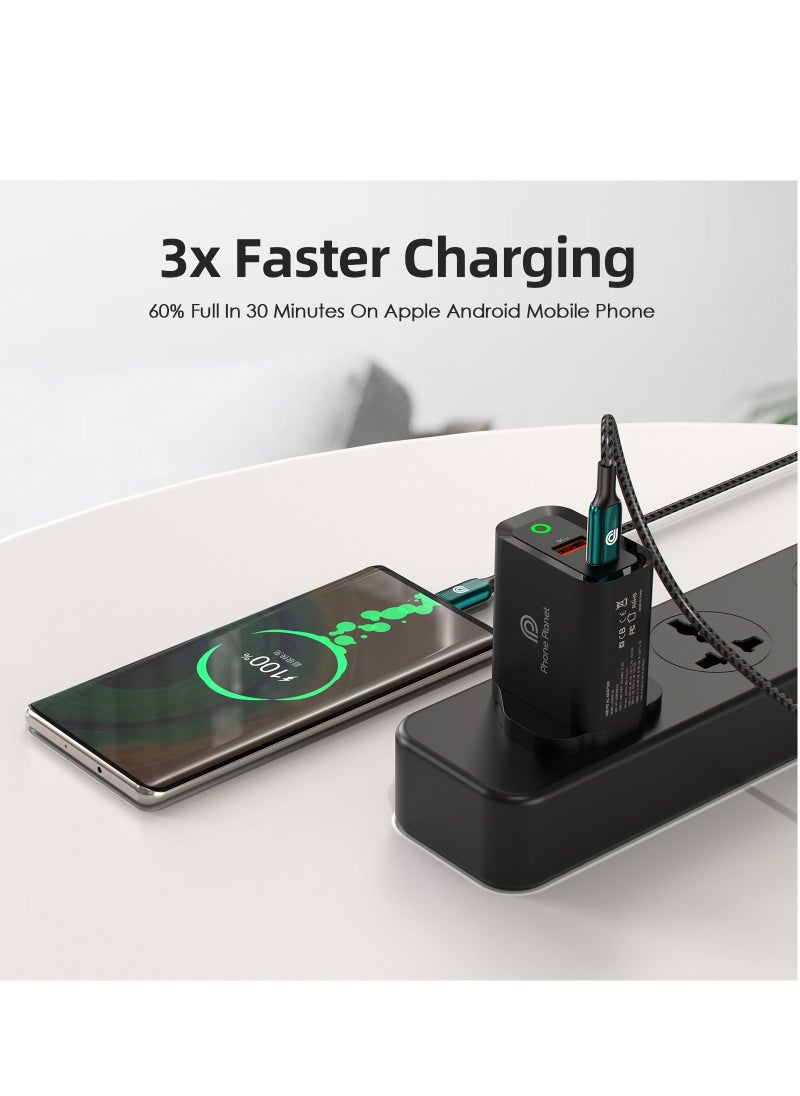 Phone Planet - Phone Planet Fast and Reliable 30W Wall Charger for Efficient Multi Device Charging for Galaxy S22/S21/S20 Note 20 iPhone 13/12/11 Pro iPad and Huawei Devices - Image 1